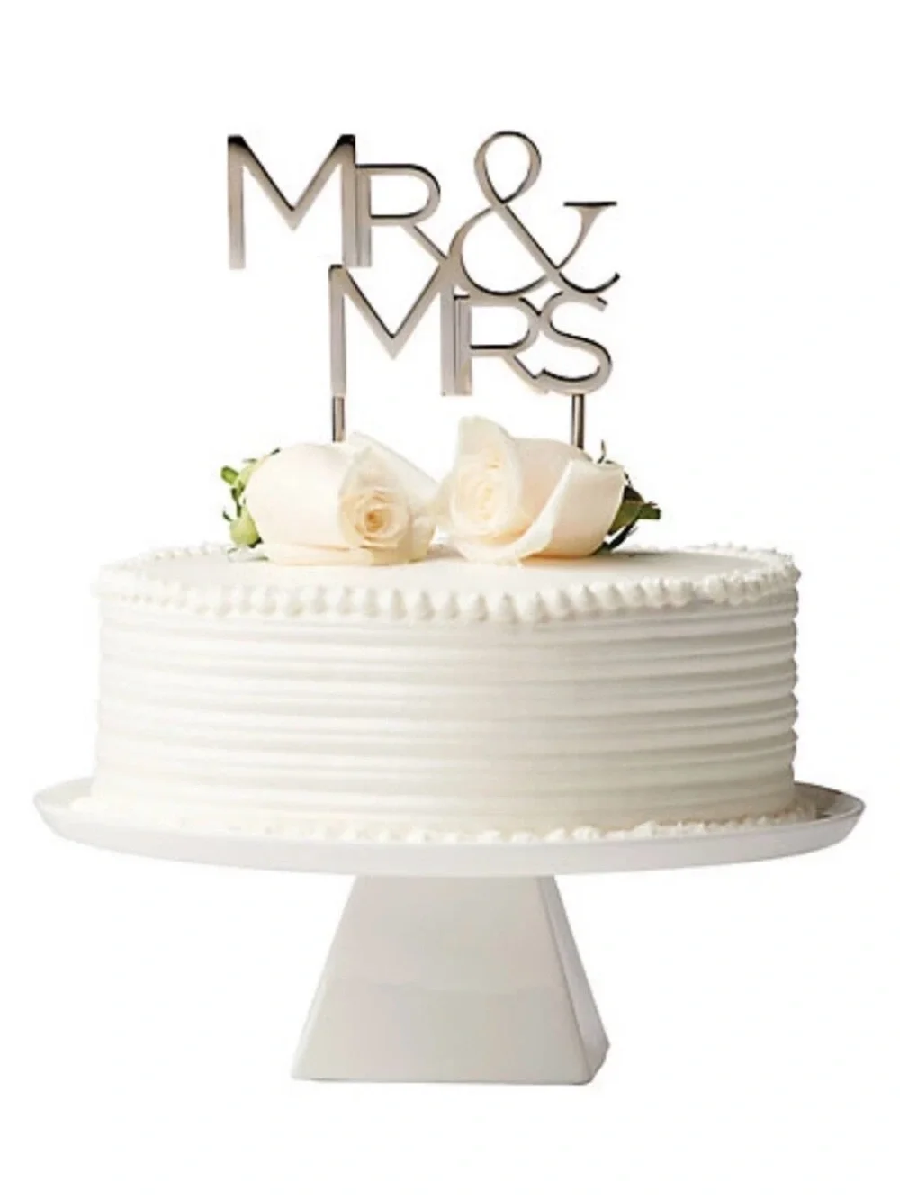 MR & MRS Silver Cake Topper - Elegant Wedding Decoration